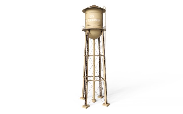 Water Tower 3D Model .c4d .max .obj .3ds .fbx .stl .blend 