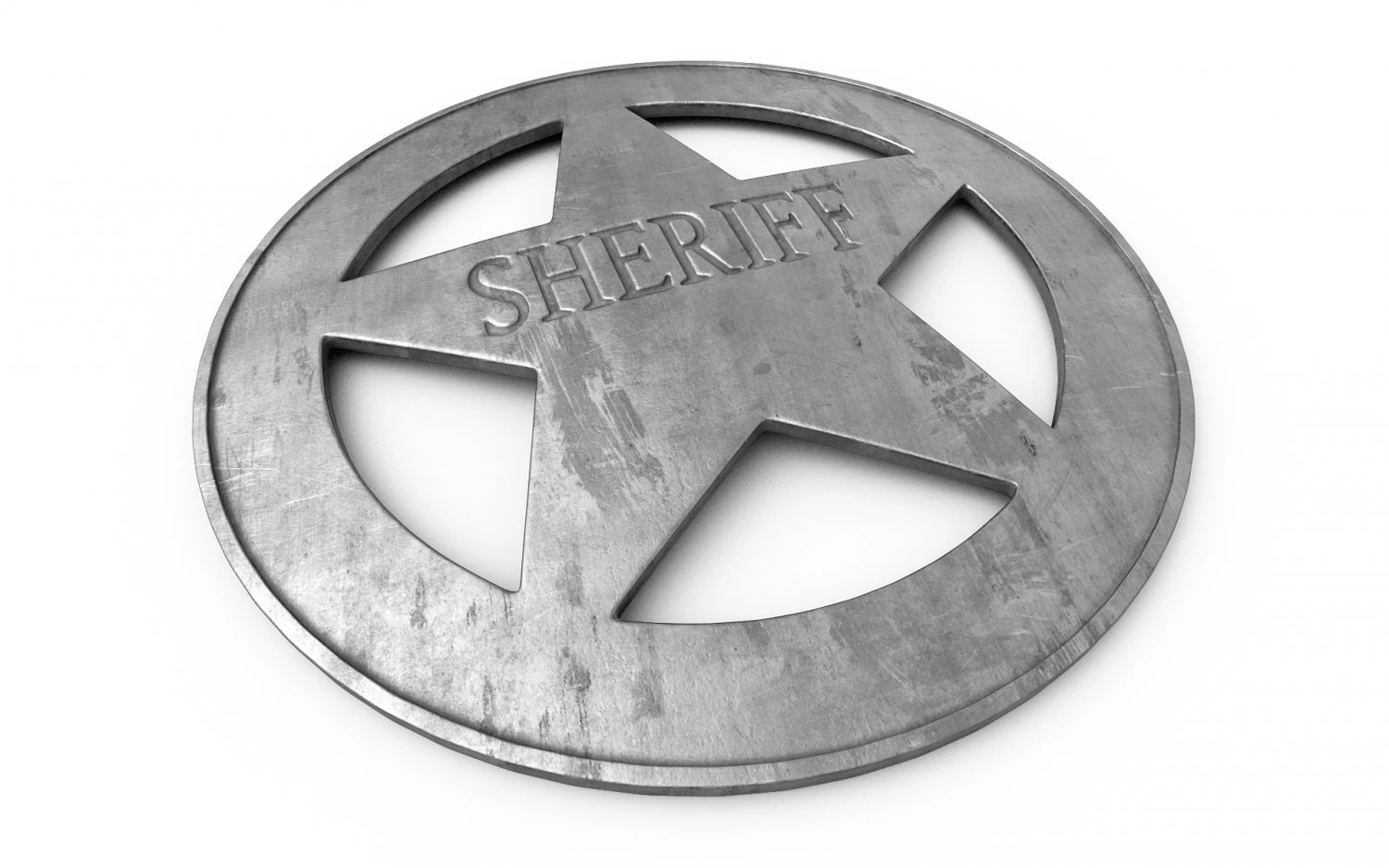 Old Sheriff Badge 3D Model .c4d .max .obj .3ds .fbx .stl .blend