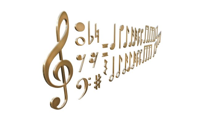 Collection of musical notes 3D Model .c4d .max .obj .3ds .fbx .stl .blend 