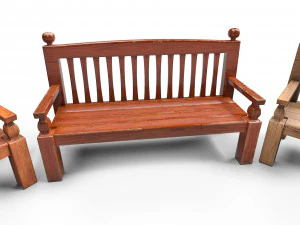 Wooden Bench 3D Model