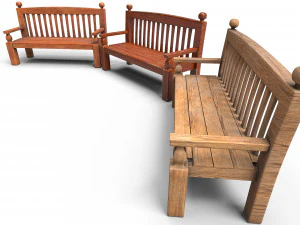 Wooden Bench 3D Model