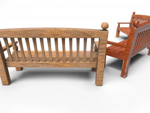 Wooden Bench 3D Model