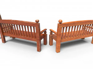 Wooden Bench 3D Model