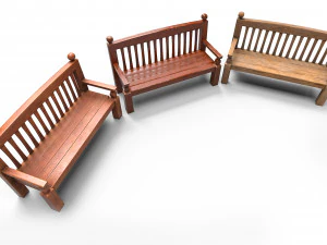 Wooden Bench 3D Model