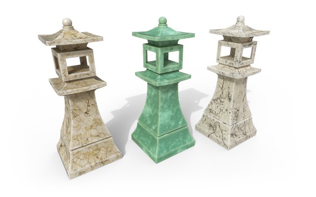 Concrete stone lantern Model 3D .c4d .max .obj .3ds .fbx .stl .blend 