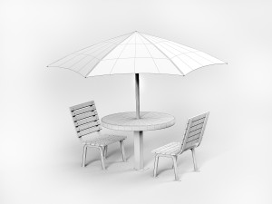 Table with umbrella 3D Model