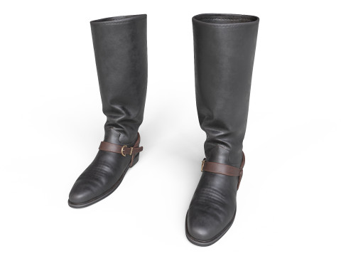 Cowboy Boots with Spurs 3D Model