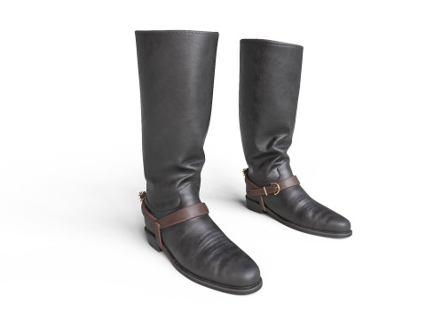 Cowboy Boots with Spurs 3D Model