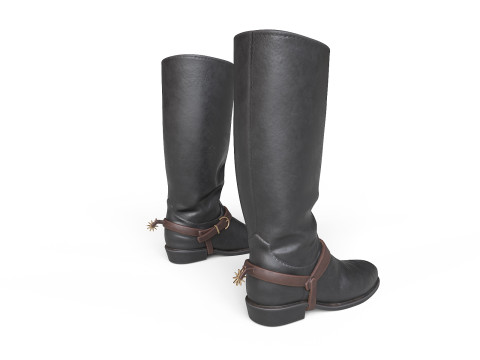 Cowboy Boots with Spurs 3D Model