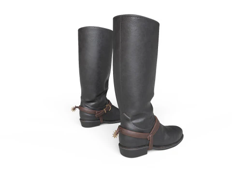 Cowboy Boots with Spurs 3D Model