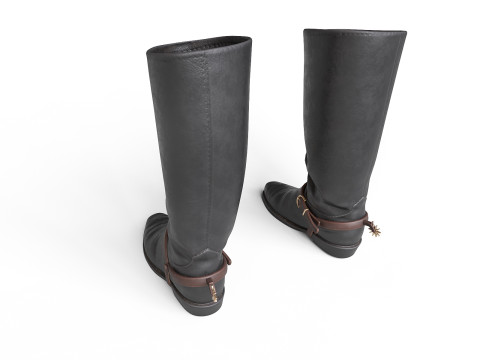 Cowboy Boots with Spurs 3D Model