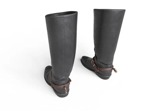 Cowboy Boots with Spurs 3D Model