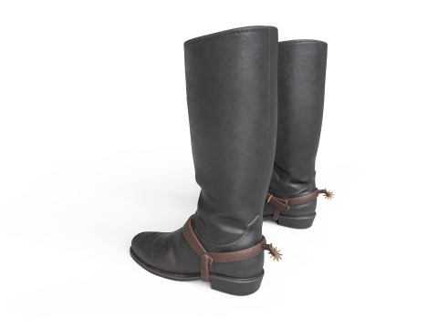 Cowboy Boots with Spurs 3D Model
