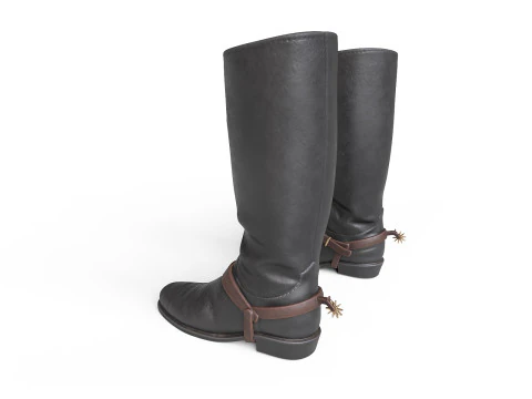 Cowboy Boots with Spurs 3D Model