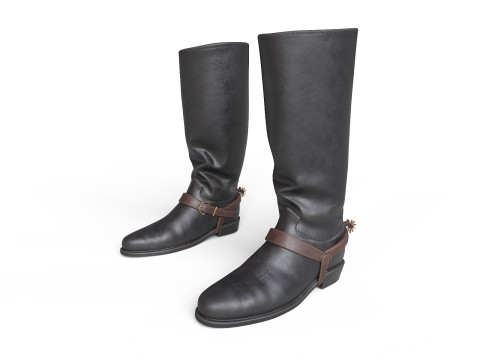 Cowboy Boots with Spurs 3D Model