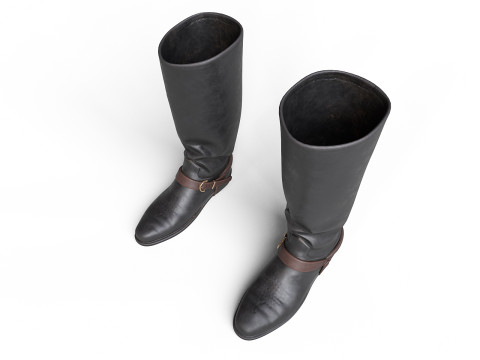 Cowboy Boots with Spurs 3D Model