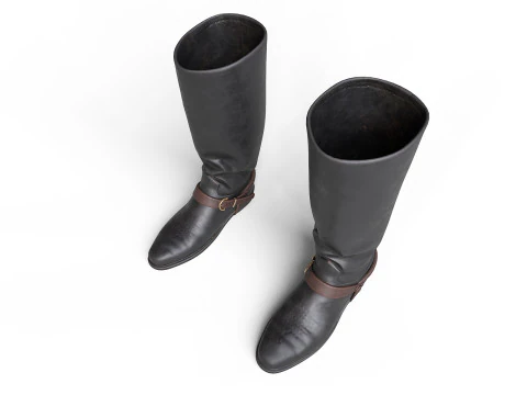 Cowboy Boots with Spurs 3D Model