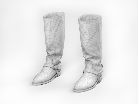 Cowboy Boots with Spurs 3D Model