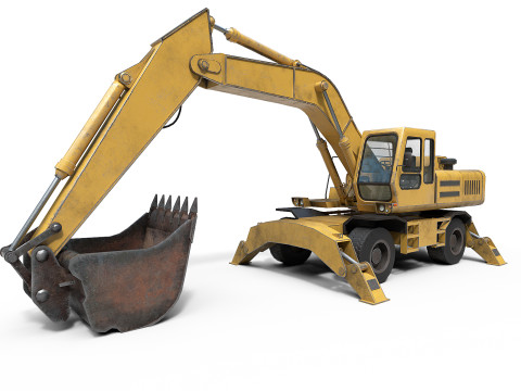 Wheeled Excavator 3D 模型