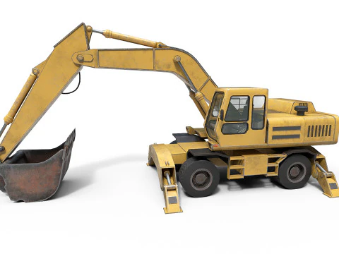 Wheeled Excavator 3D Model