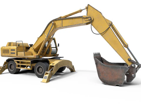 Wheeled Excavator 3D Model