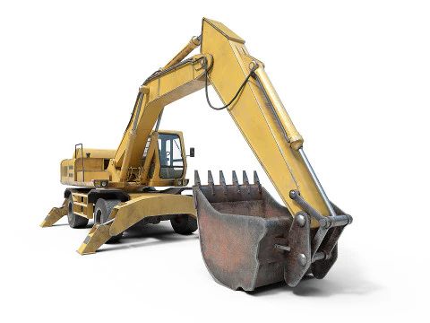 Wheeled Excavator 3D Model