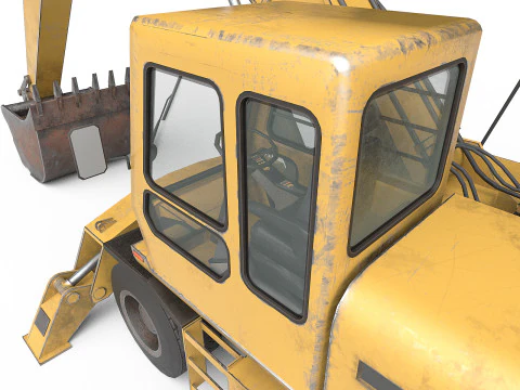 Wheeled Excavator 3D Model