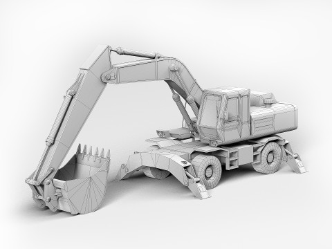 Wheeled Excavator 3D Модель