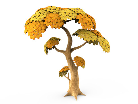 Cartoon Yellow Tree 3D 모델