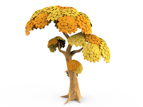 &Aacute;rvore amarela de desenho animado Modelo 3D