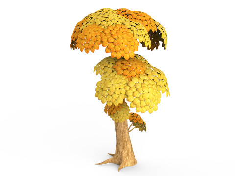 Cartoon Yellow Tree 3D Model