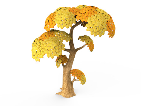 Cartoon Yellow Tree 3D Model