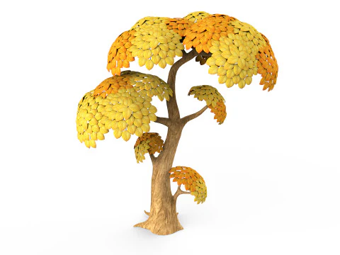 &Aacute;rvore amarela de desenho animado Modelo 3D