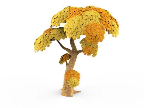 Cartoon Yellow Tree 3D Model