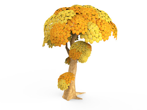 Cartoon Yellow Tree 3D Model