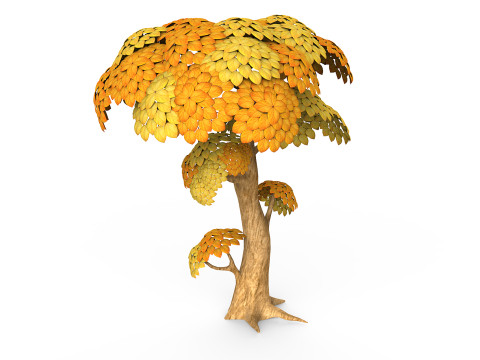 Cartoon Yellow Tree 3D Model