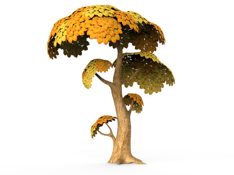 Cartoon Yellow Tree 3D Model