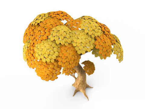 &Aacute;rvore amarela de desenho animado Modelo 3D