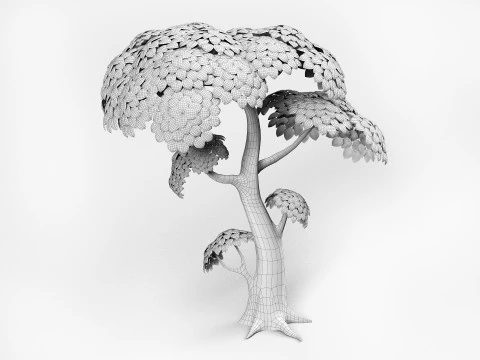 &Aacute;rvore amarela de desenho animado Modelo 3D