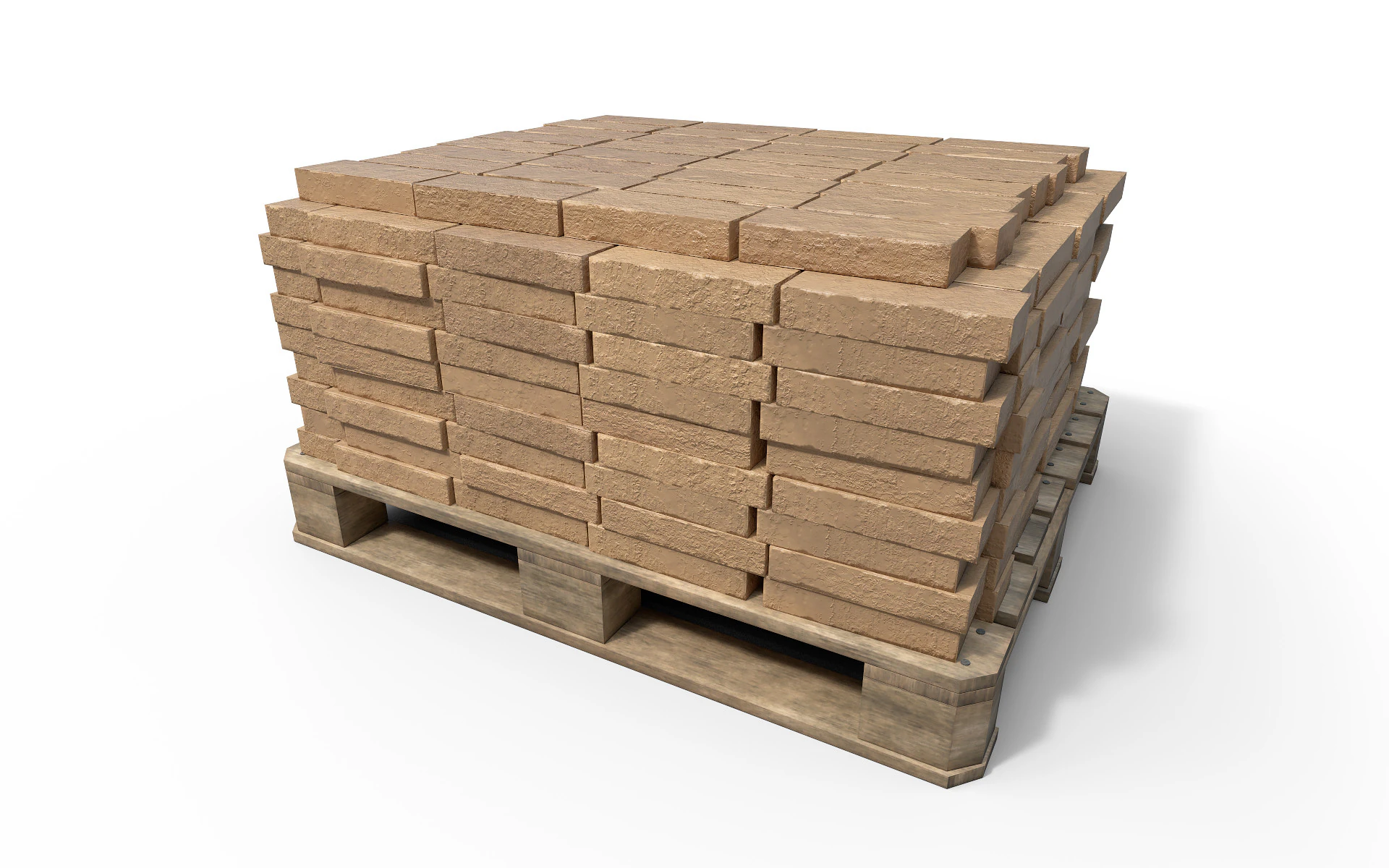 Bricks on a pallet 3D Model .c4d .max .obj .3ds .fbx .stl .blend 