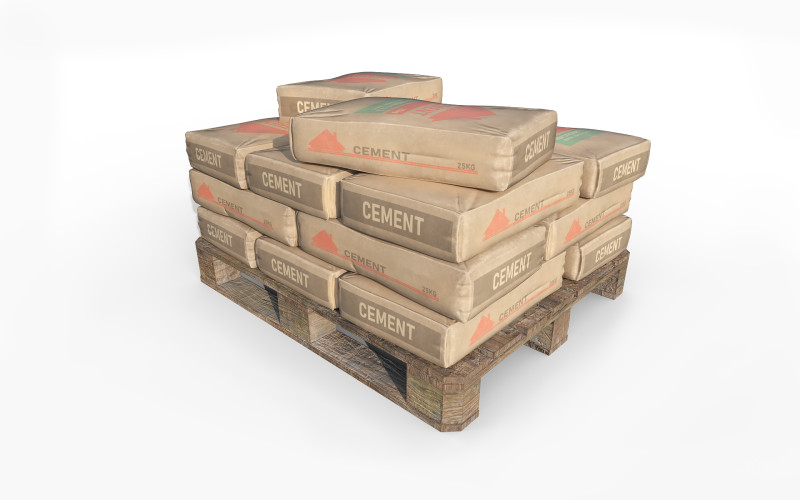 Pallet with Cement Bags 3D 모델 .c4d .max .obj .3ds .fbx .stl .blend