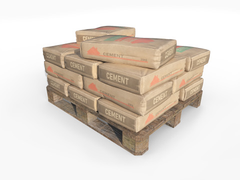 Pallet with Cement Bags 3D Model