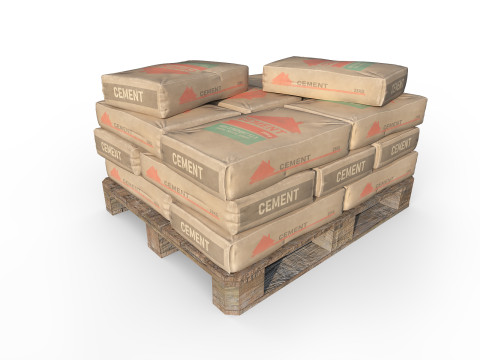 Pallet with Cement Bags 3D Модель