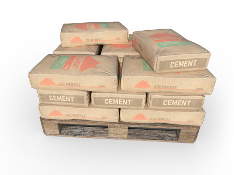 Pallet with Cement Bags 3D Модель
