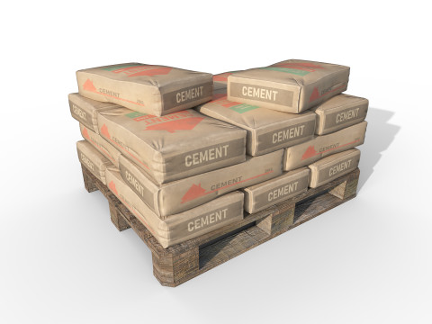 Pallet with Cement Bags 3D Модель