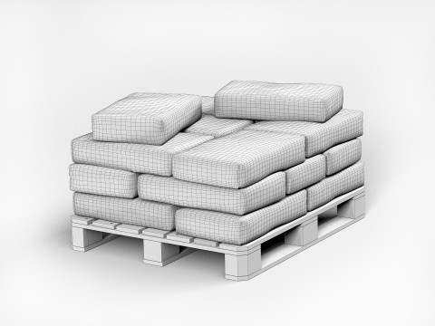 Pallet with Cement Bags 3D Модель