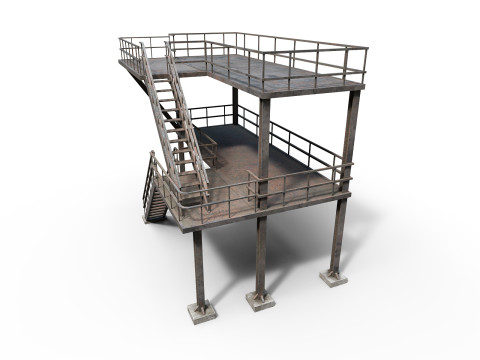 Industrial stair v2 3D Model