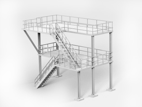 Industrial stair v2 3D Model