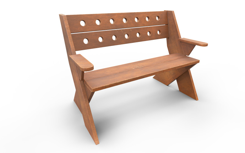 Wooden bench 3D Model .c4d .max .obj .3ds .fbx .stl .blend 