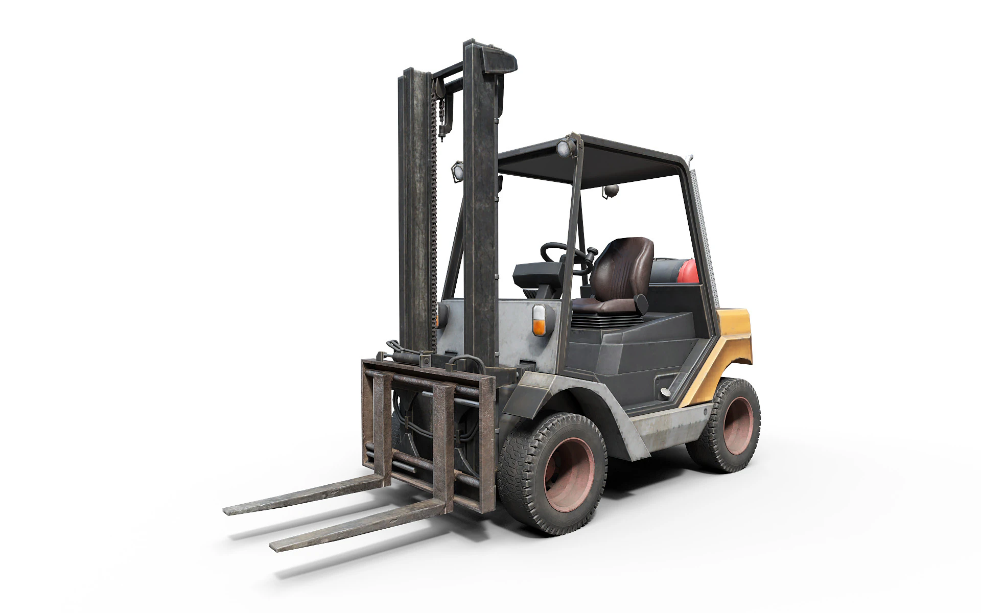 Forklift on wheels 3D Model .c4d .max .obj .3ds .fbx .stl .blend 